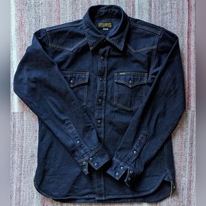 Iron Heart 12oz Western Shirt Indigo x Black Overdye